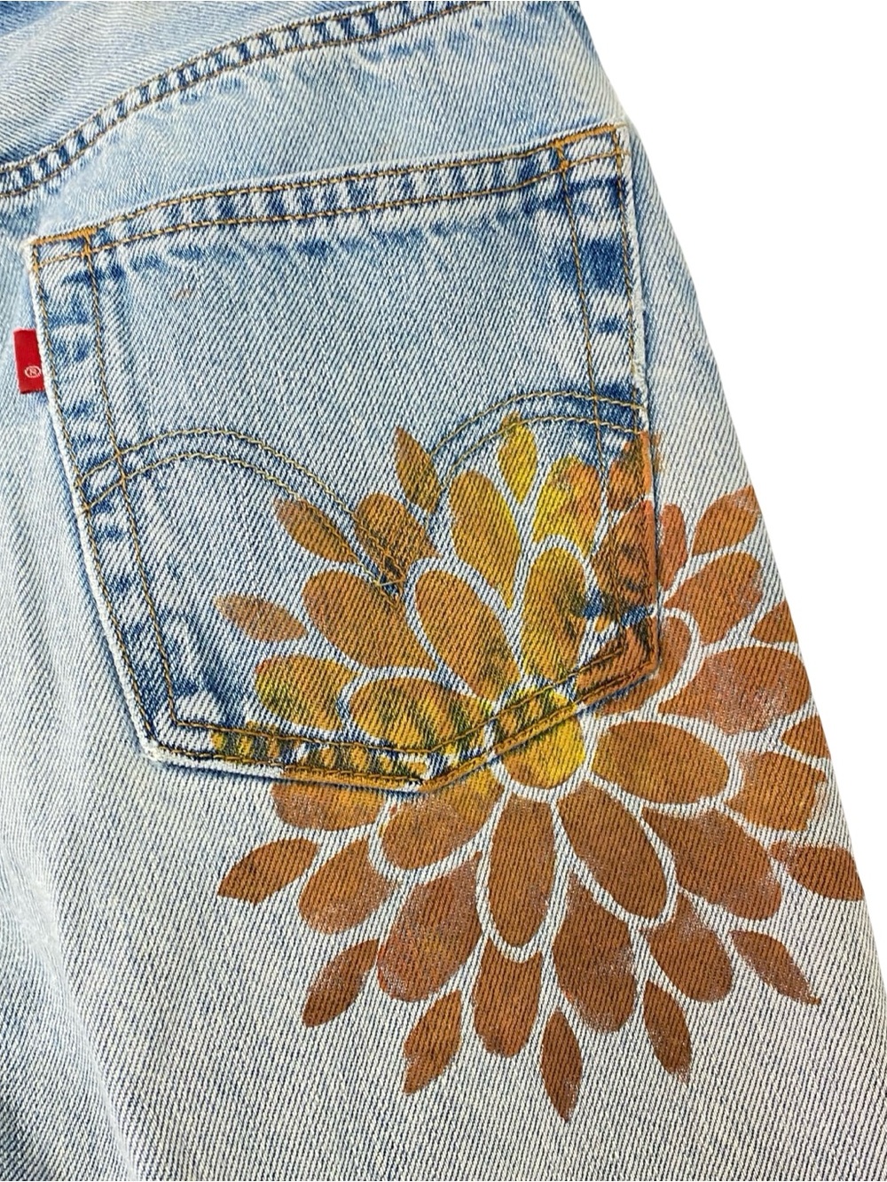 Upcycled Levi’s 505 Custom Jeans Waist 27 Womens Size 4 Small Levis OOAK Floral - Picture 8 of 15